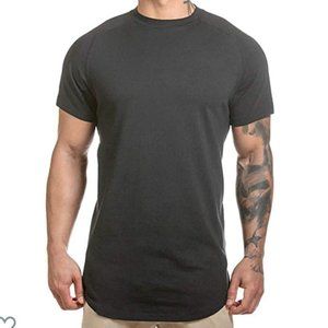 Mens Hipster Longline T-Shirt Drop Cut Scallop